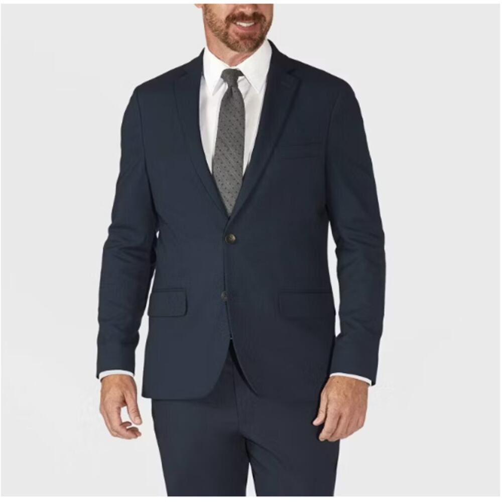 Haggar H26 Men's Blue Shadow Check Tailored Fit Stretch Suit Coat Size 42R
